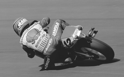 USGP 1989, Randy Mamola/Cagiva 500cc 4 cylinder 2-stroke at Laguna Seca, Califonia. Copyright, Max Good/Photographer